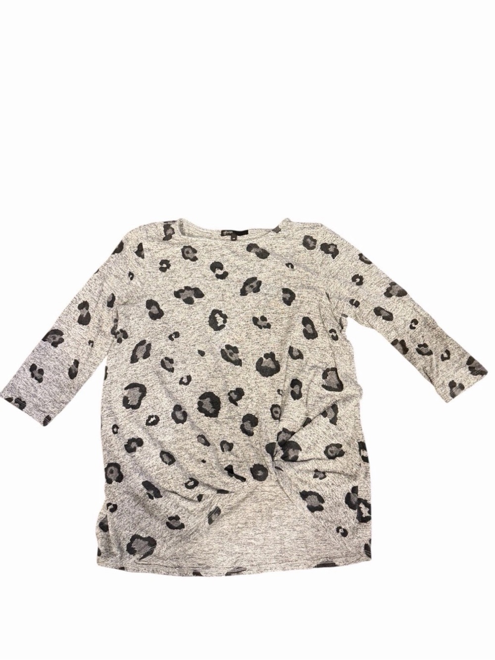 Gibson Gray Leopard Print Twist-Front Top Xs